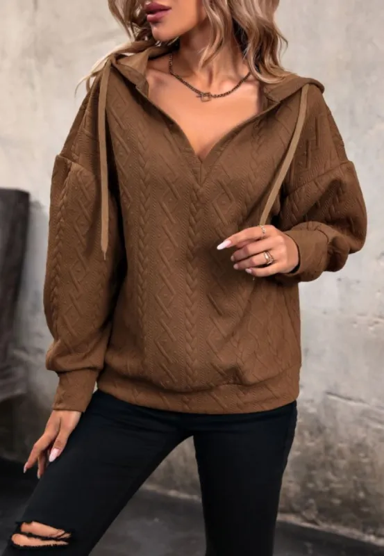V Neck Hoodie Sweater sold by Anna-Kaci