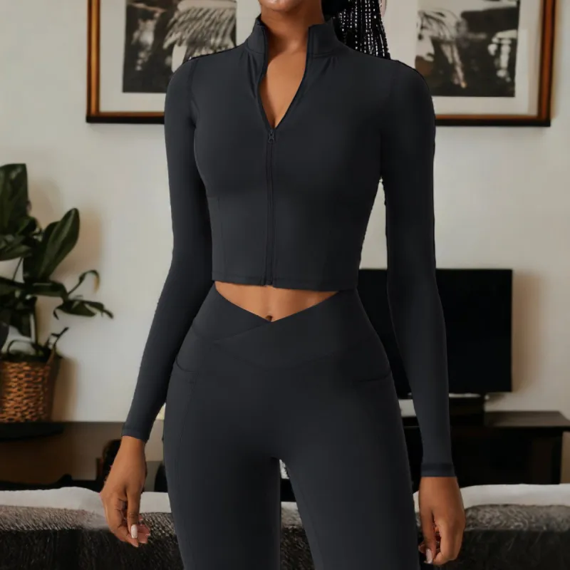 High Collar Zip-Up Sports Jacket sold by Anna-Kaci