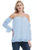 Anna-Kaci Womens Semi Sheer Boho Peasant Long Sleeve Off the Shoulder Top sold by Anna-Kaci
