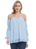 Anna-Kaci Womens Semi Sheer Boho Peasant Long Sleeve Off the Shoulder Top sold by Anna-Kaci