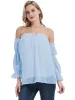 Anna-Kaci Womens Semi Sheer Boho Peasant Long Sleeve Off the Shoulder Top sold by Anna-Kaci