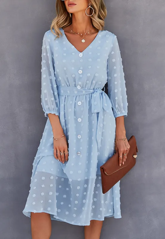 Swiss Dot Contrast Button Dress sold by Anna-Kaci