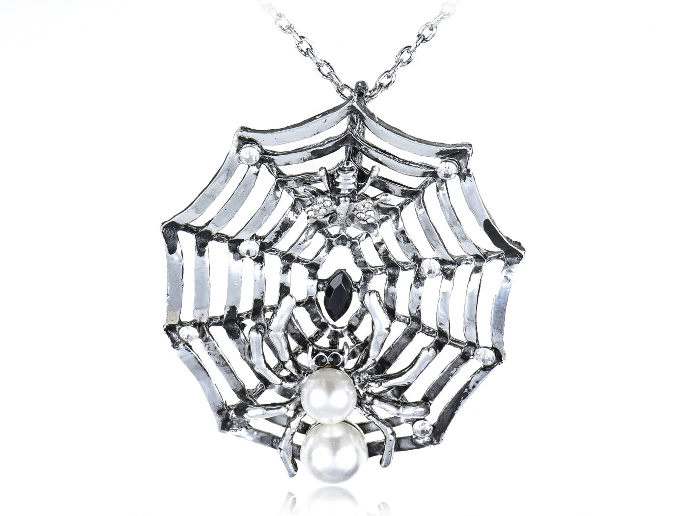 Charlotte's Spidey Web Bead Spider Long Pendant Necklace sold by Anna-Kaci