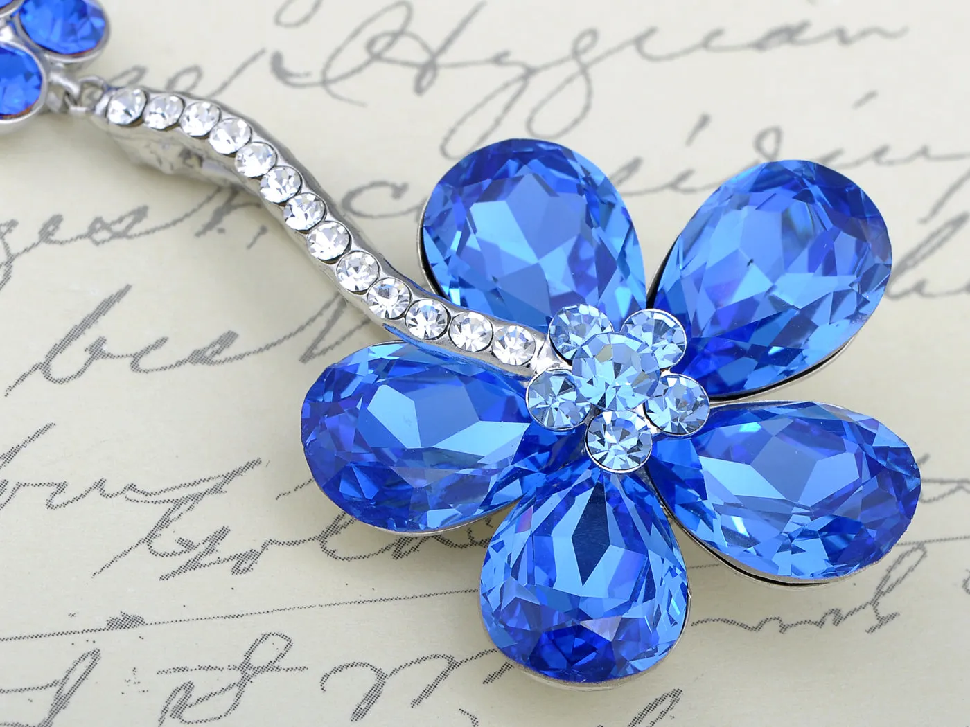 Swarovski Crystal Sapphire Solo Daisy Dangling Big Flower Element Necklace sold by Anna-Kaci product image thumbnail 4