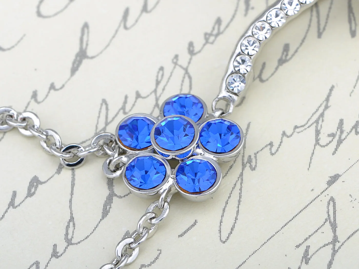 Swarovski Crystal Sapphire Solo Daisy Dangling Big Flower Element Necklace sold by Anna-Kaci product image thumbnail 5