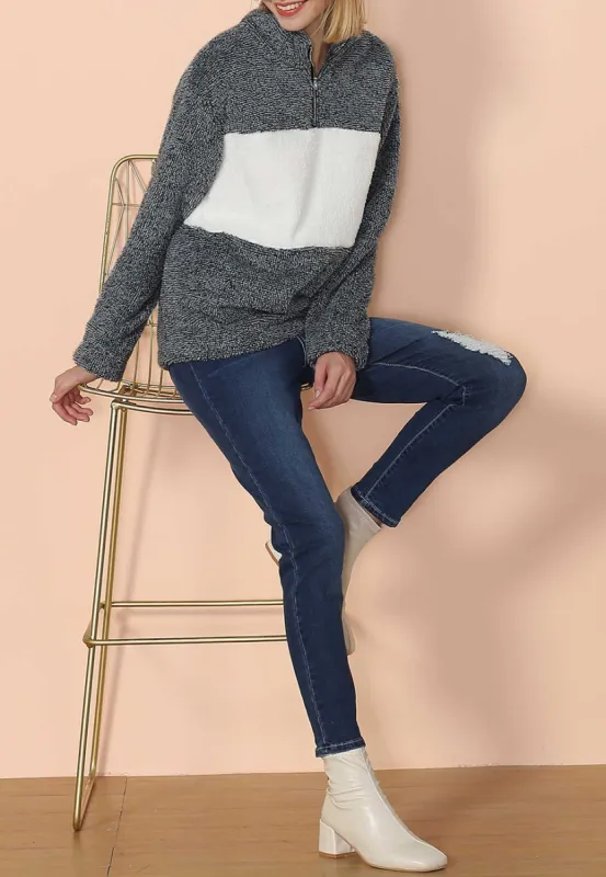 Fluffy Two Tone Quarter Zip sold by Anna-Kaci