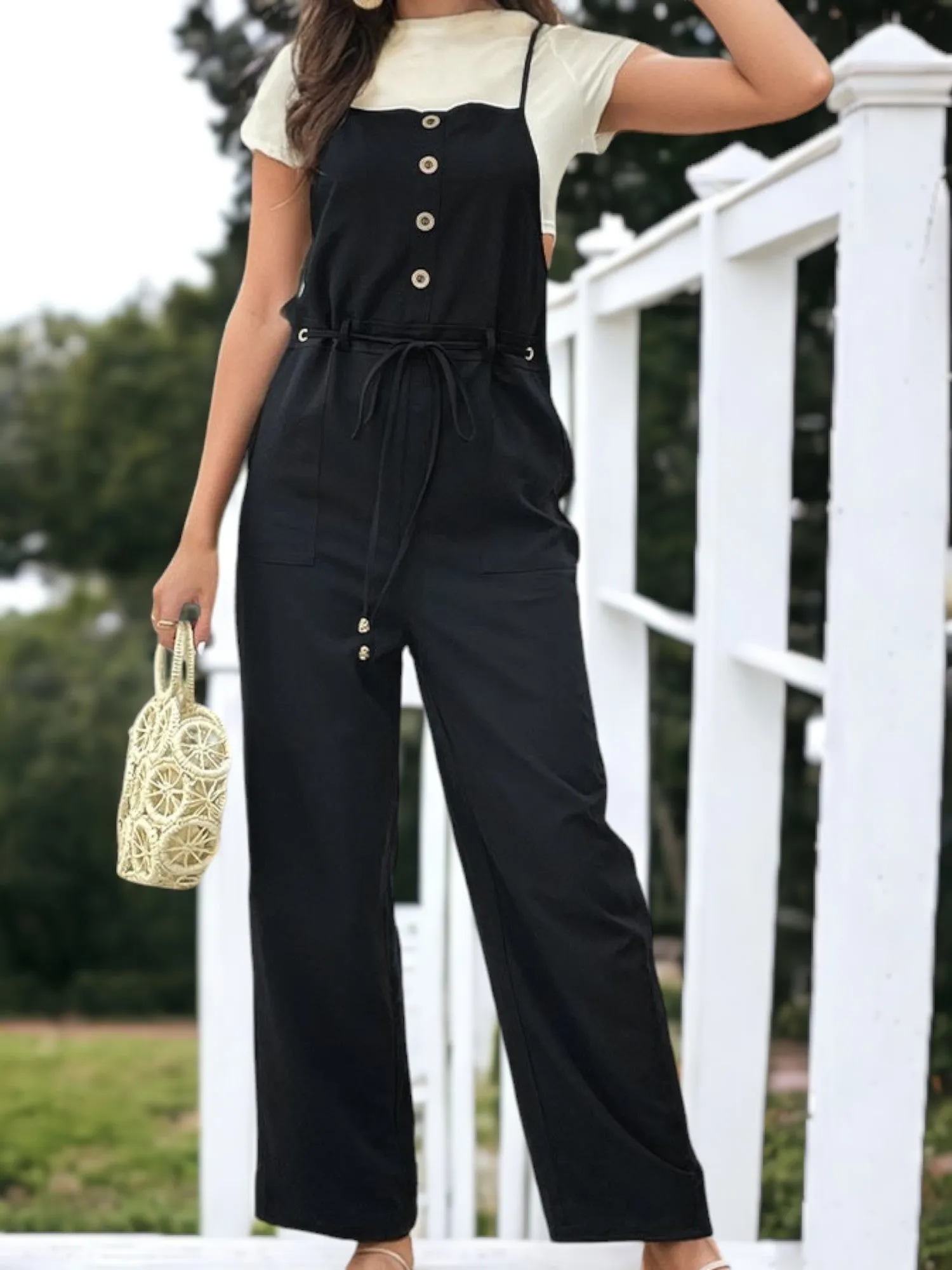 Buttoned Front Belted Jumpsuit sold by Anna-Kaci product image thumbnail 5