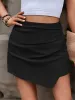High-Waisted Asymmetrical Mini Skirt with Ruched Detail sold by Anna-Kaci
