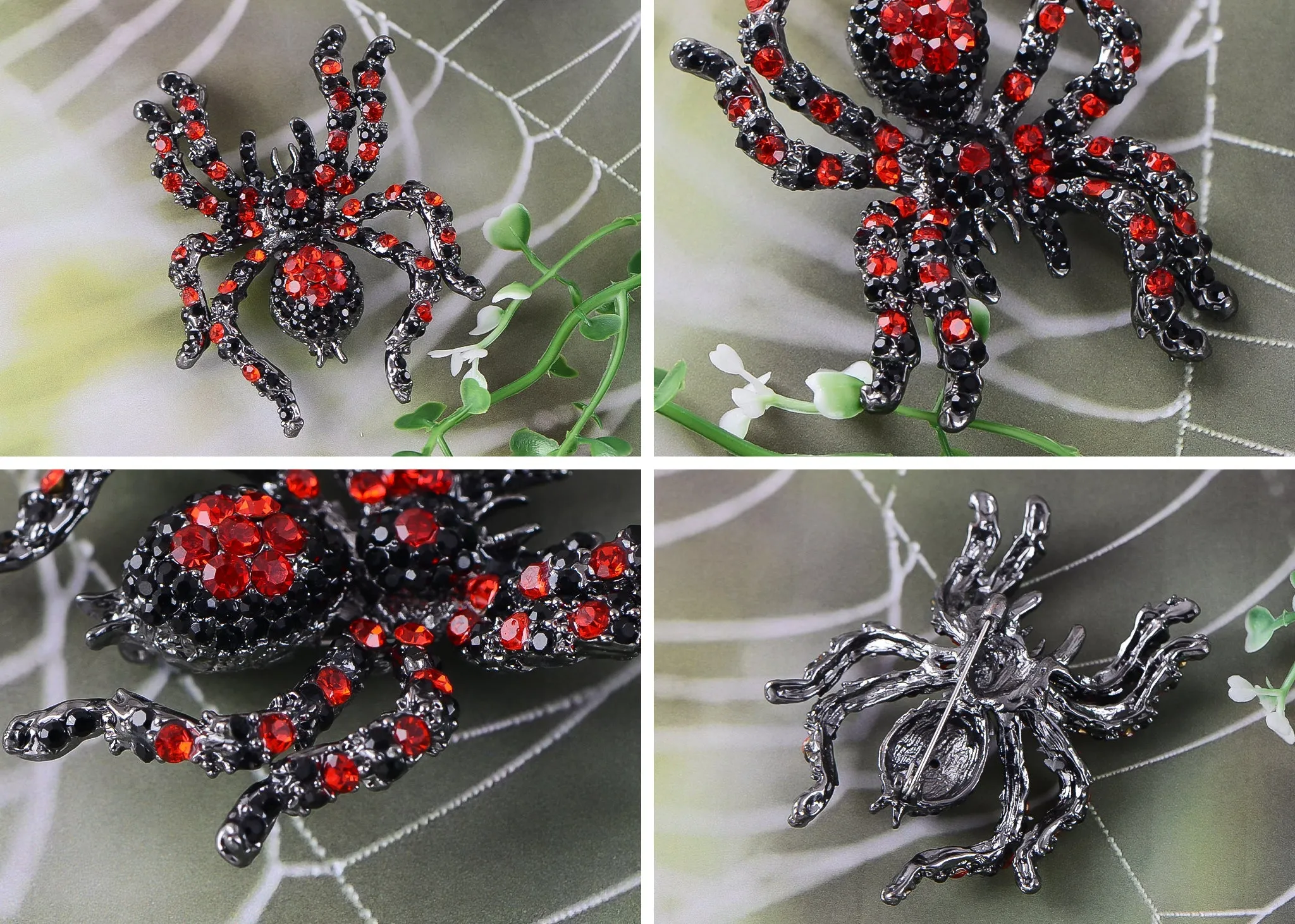 Alilang Black Crystal Rhinestone Spider Brooch Pin Halloween Decoration and Cosplay Accessory Jewelry sold by Anna-Kaci product image thumbnail 2