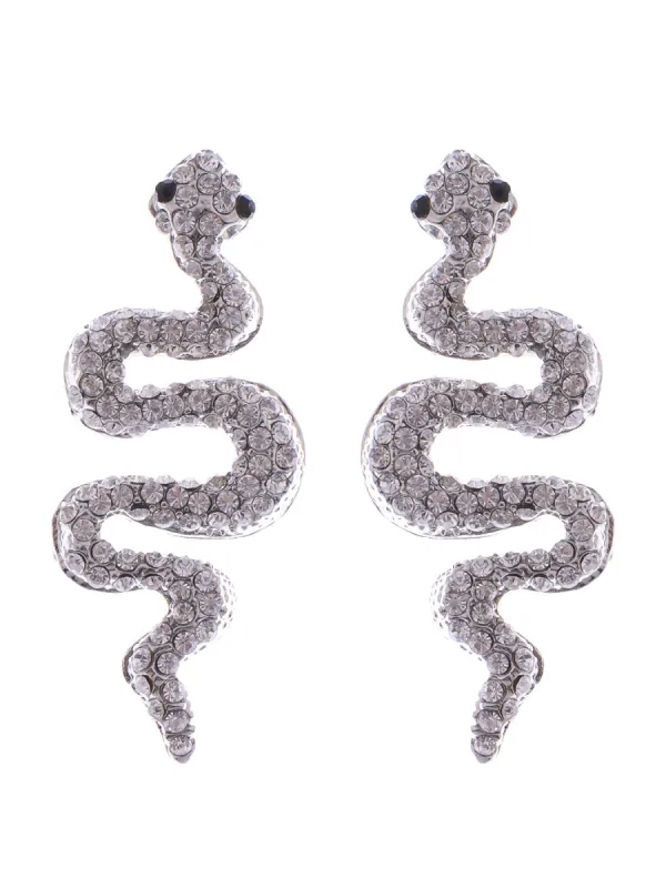 Slithering Serpent Egyptian Cleopatra Ice Bling Stud Earrings sold by Anna-Kaci