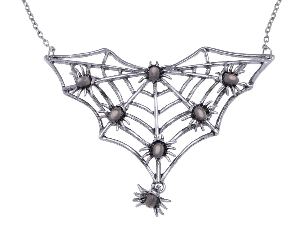 Gun Halloween Creepy Spider Web Bug Cutout Pendant Necklace sold by Anna-Kaci