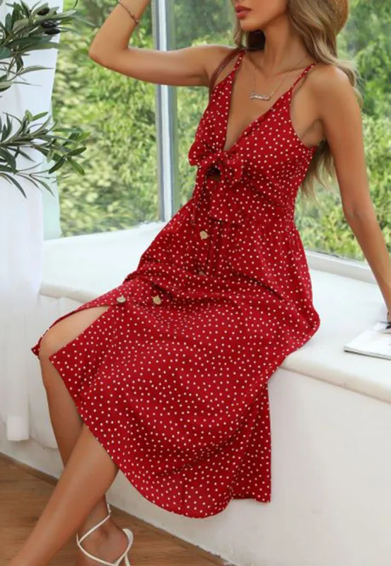 Ribbon Front Polka Dot Dress sold by Anna-Kaci