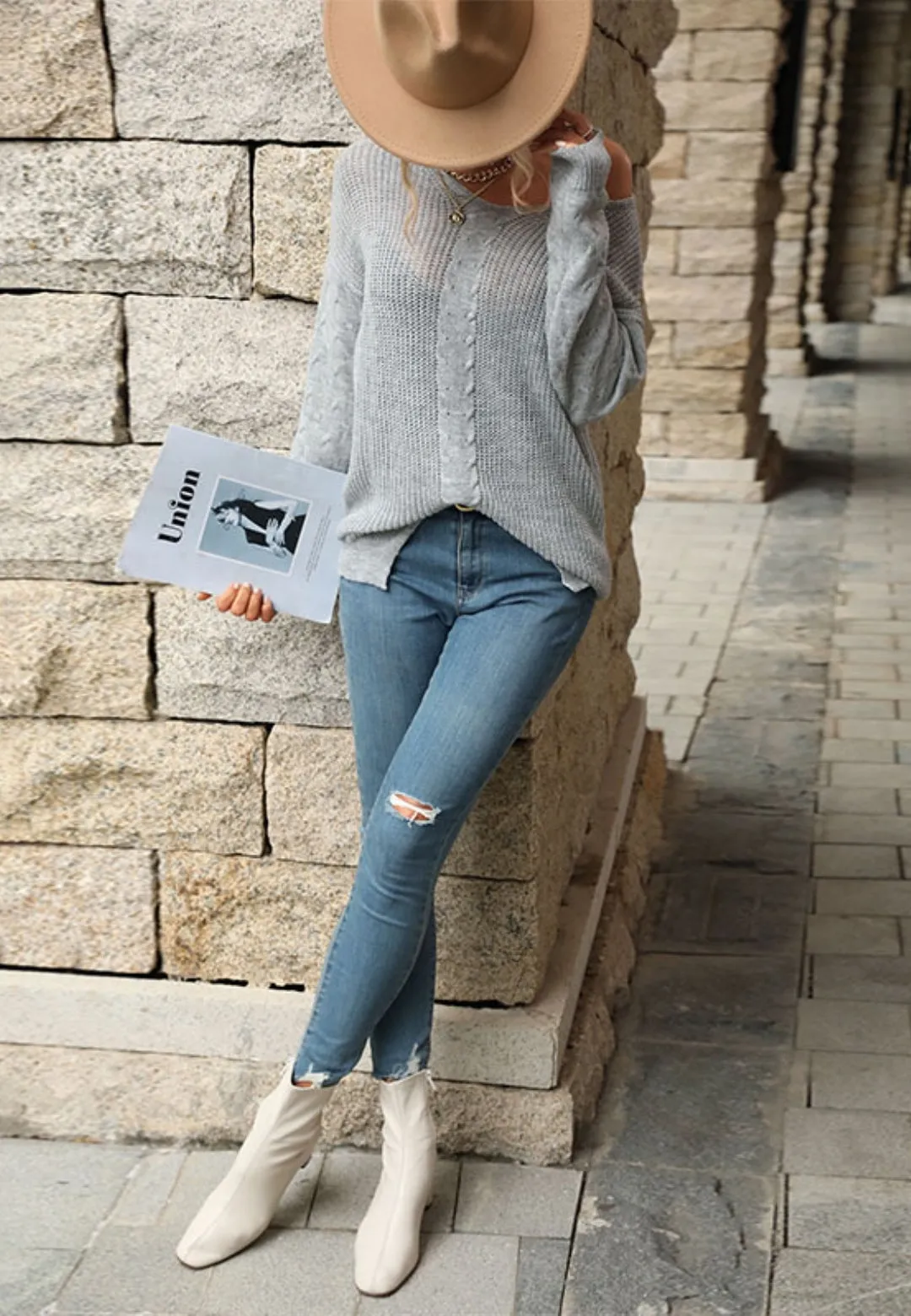 Textured Knit Detailed Sweater sold by Anna-Kaci product image thumbnail 3