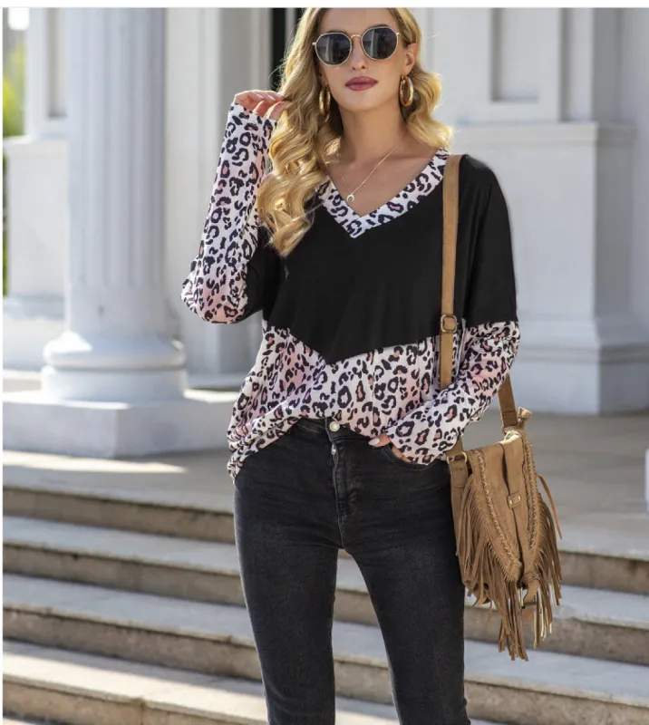 V Neck Color Block Tee sold by Anna-Kaci