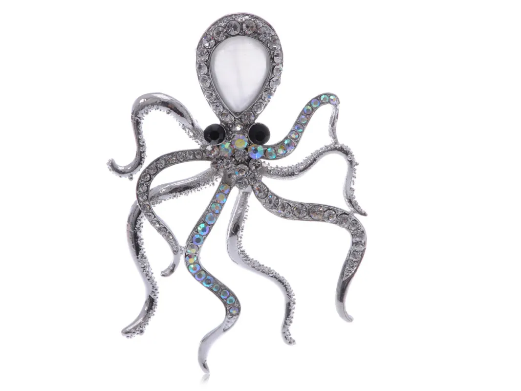 Slive Colored Nautical Rose Octopus Brooch Pin sold by Anna-Kaci