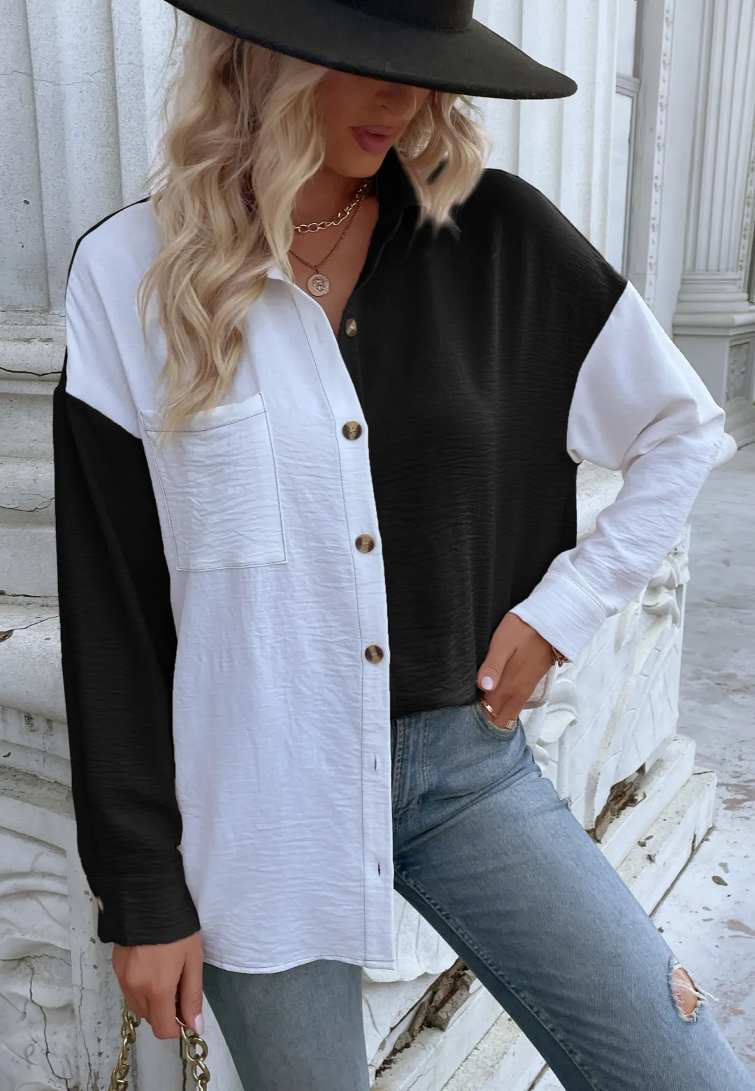 Two Tone Textured Button Shirt sold by Anna-Kaci product image thumbnail 2