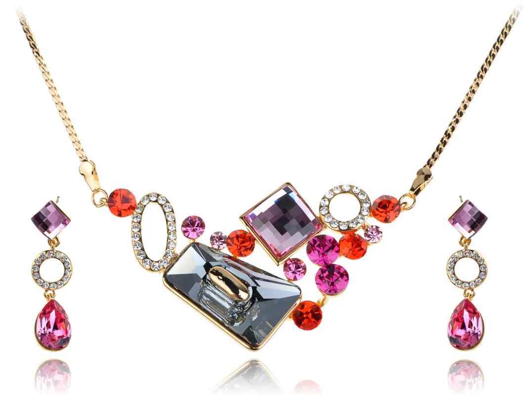 Swarovski Crystal Rose Element Abstract Jewel Earring Necklace Set sold by Anna-Kaci