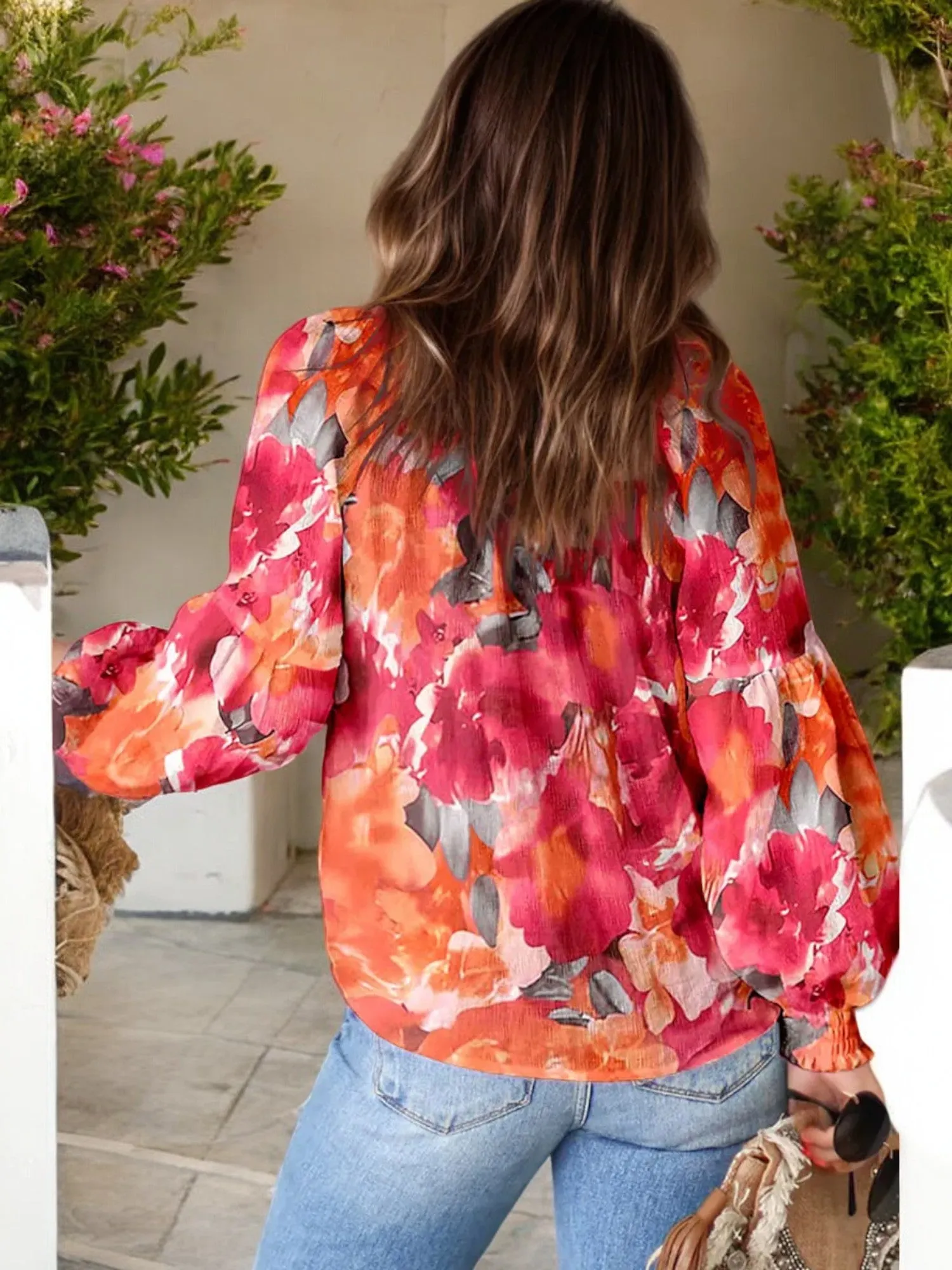 Anna-Kaci Women's Long Sleeve Floral Print Bohemian Blouse with Tassel Ties sold by Anna-Kaci product image thumbnail 3