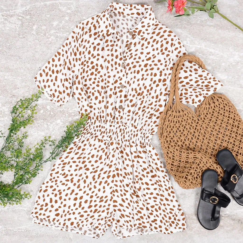 Button Collar Printed Romper sold by Anna-Kaci product image thumbnail 5