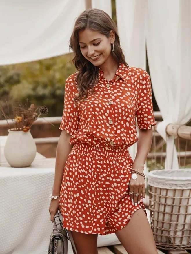 Button Collar Printed Romper sold by Anna-Kaci product image thumbnail 2