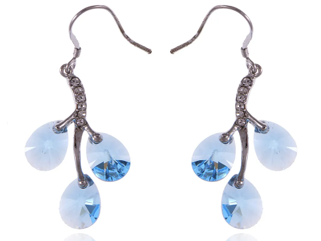 Swarovski Crystal Element Silver Blue Teardrop Vine Fish Hook Dangle Earrings sold by Anna-Kaci