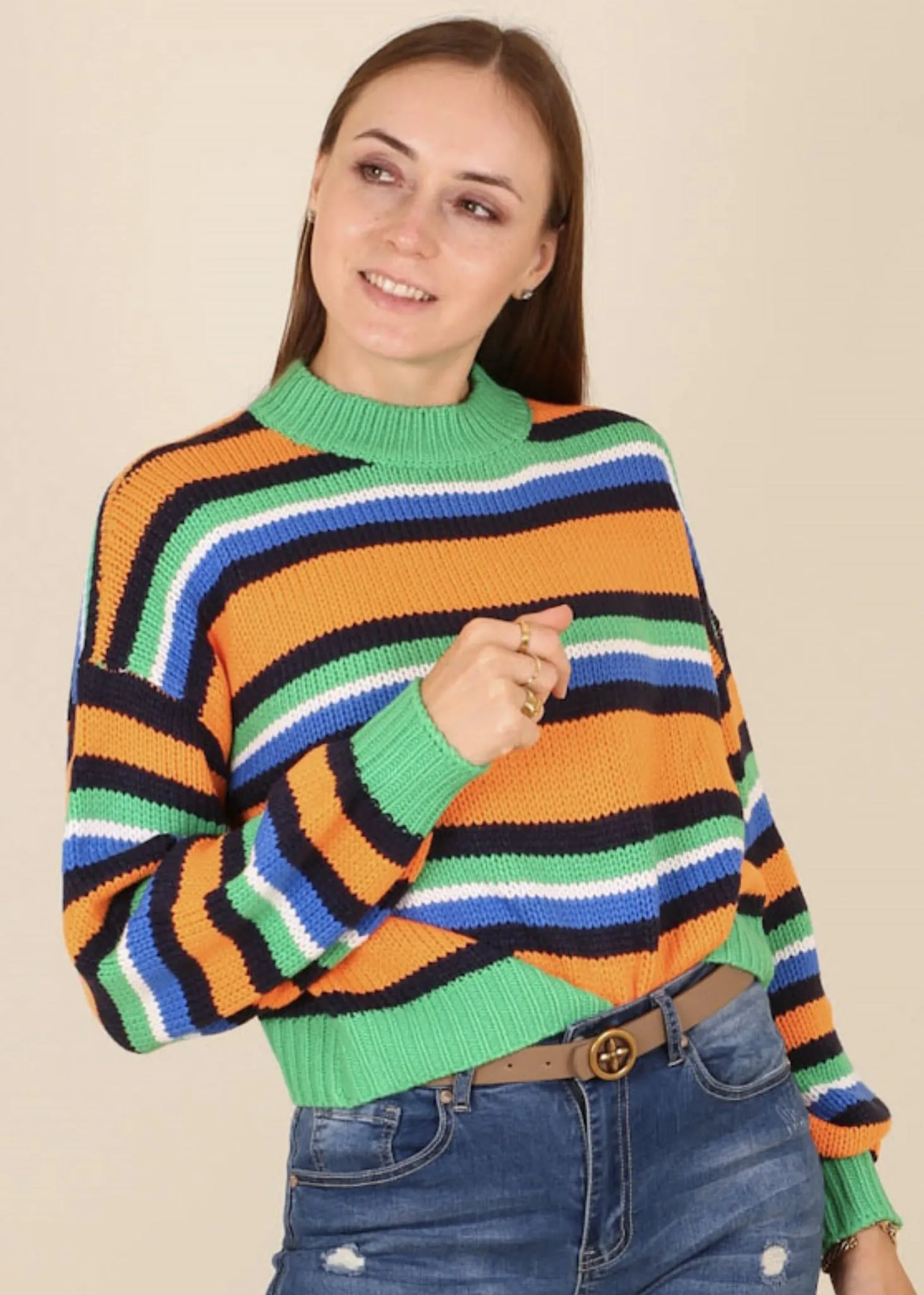 Round Neck Retro Striped Sweater sold by Anna-Kaci product image thumbnail 2