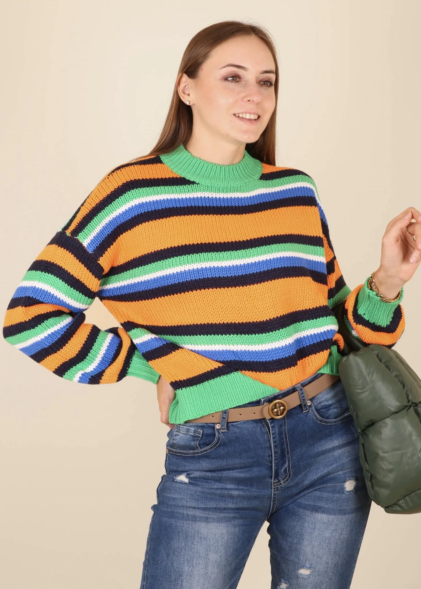 Round Neck Retro Striped Sweater sold by Anna-Kaci product image thumbnail 4