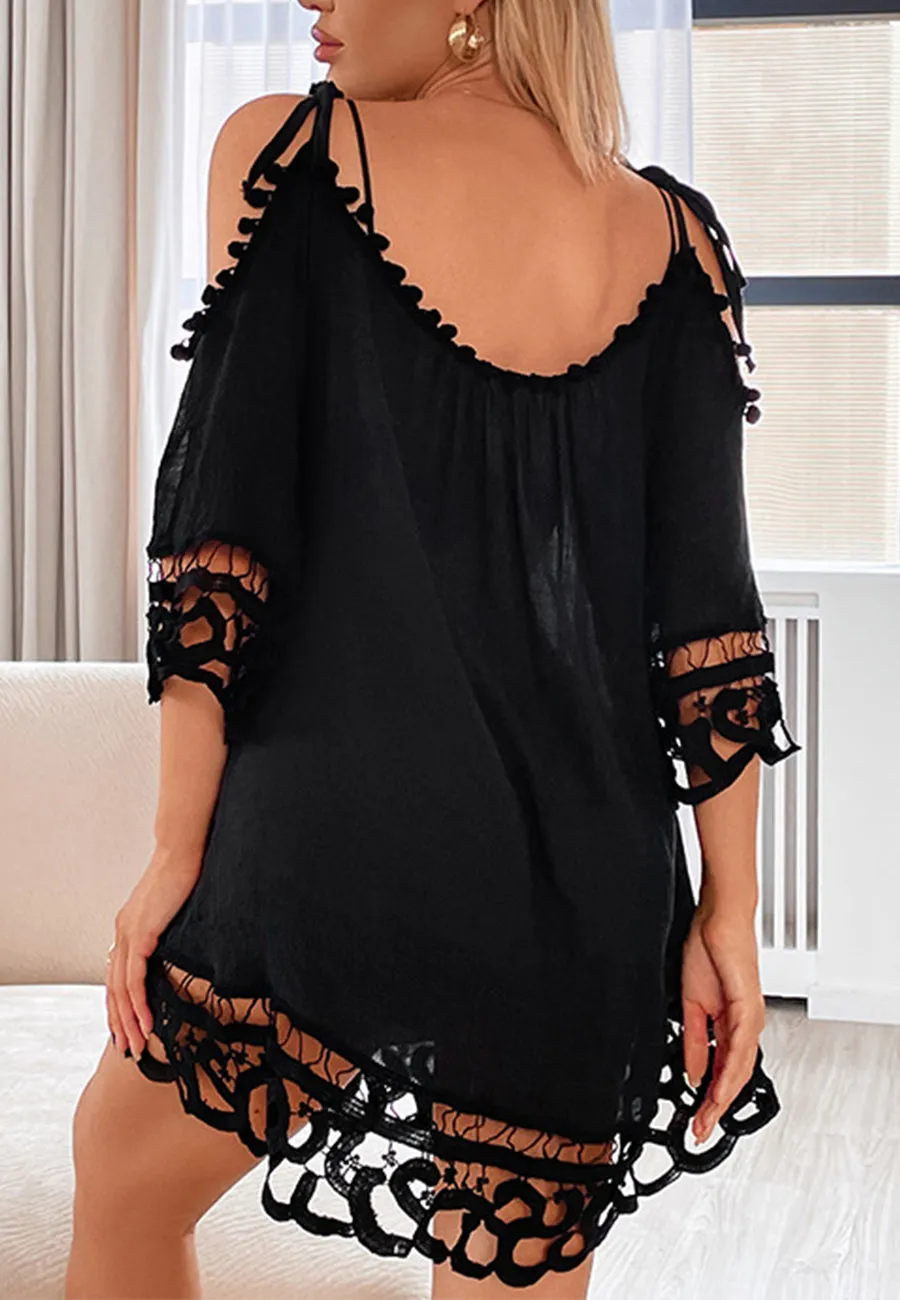 Cold Shoulder Lace Trim Cover-Up sold by Anna-Kaci product image thumbnail 4