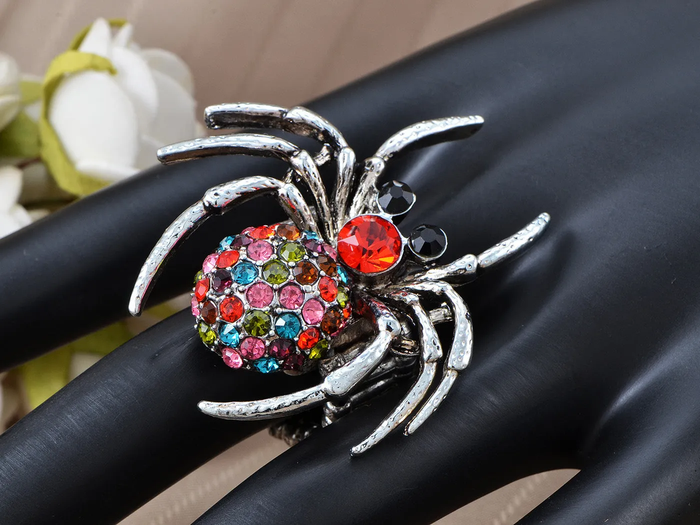 Colorful Poisonous Silver Widow Tarantula Spider Ring sold by Anna-Kaci product image thumbnail 2