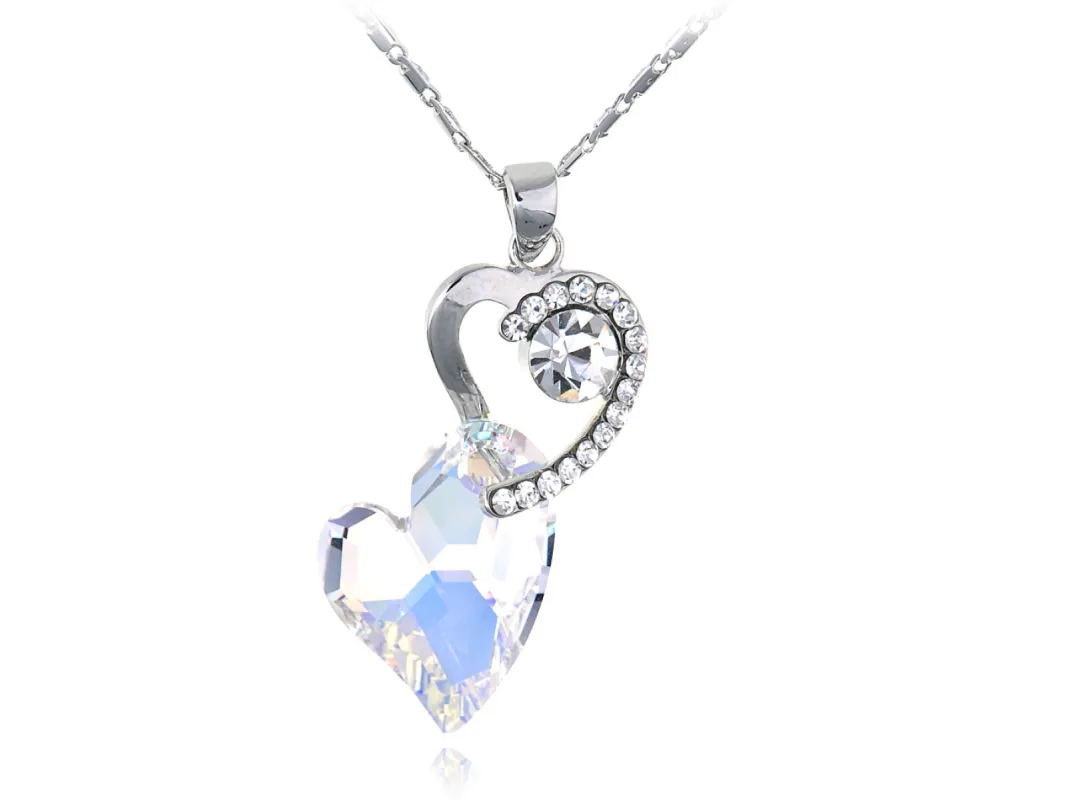 Swarovski Crystal Steel Ab Double Soulful Heart Shadow Element Necklace sold by Anna-Kaci