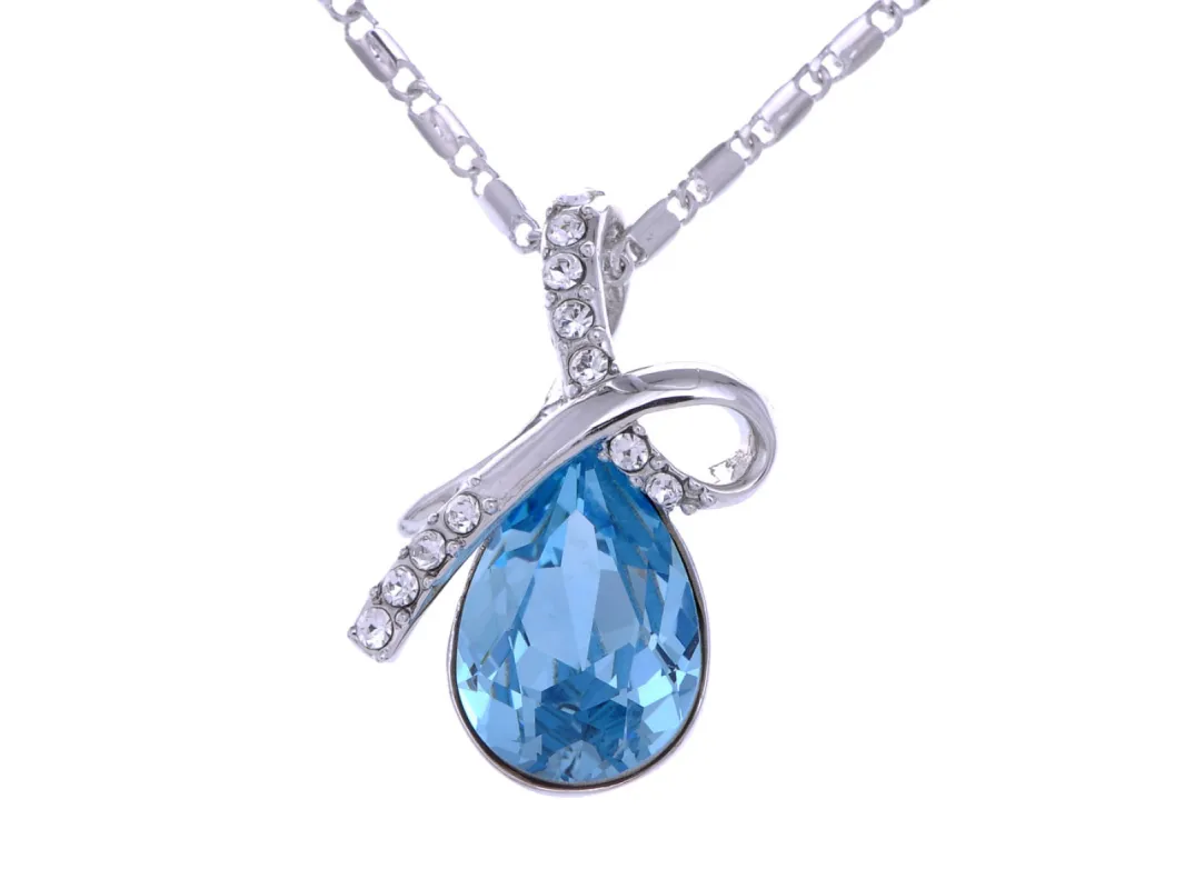 Swarovski Crystal Elements Aquamarine Bow Necklace sold by Anna-Kaci