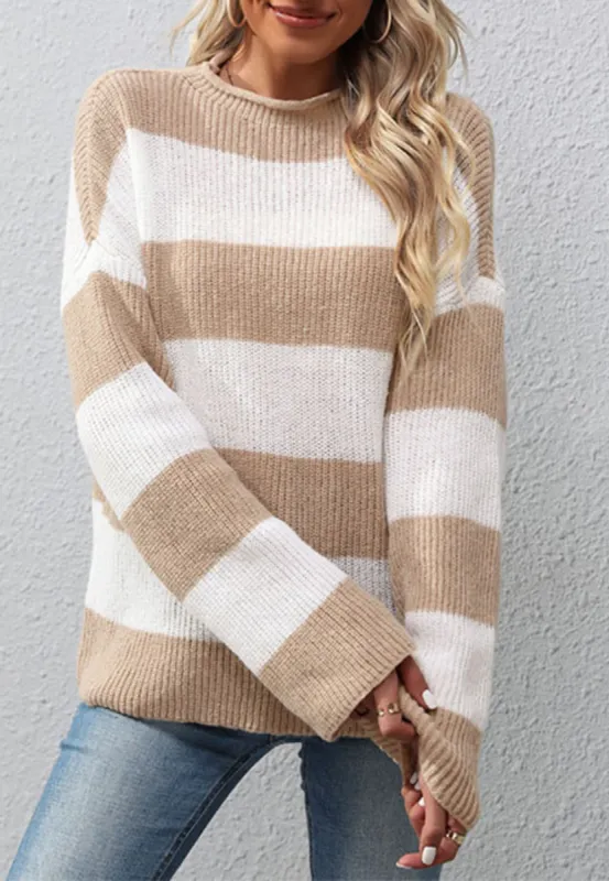 Crew Neck Striped Cozy Sweater sold by Anna-Kaci