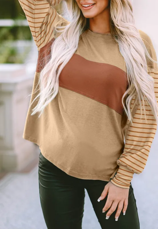 Color Block Striped Long Sleeve Sweater sold by Anna-Kaci