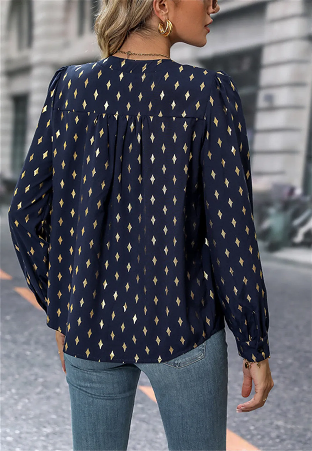 Sparkle Print Long Sleeve Blouse sold by Anna-Kaci product image thumbnail 4