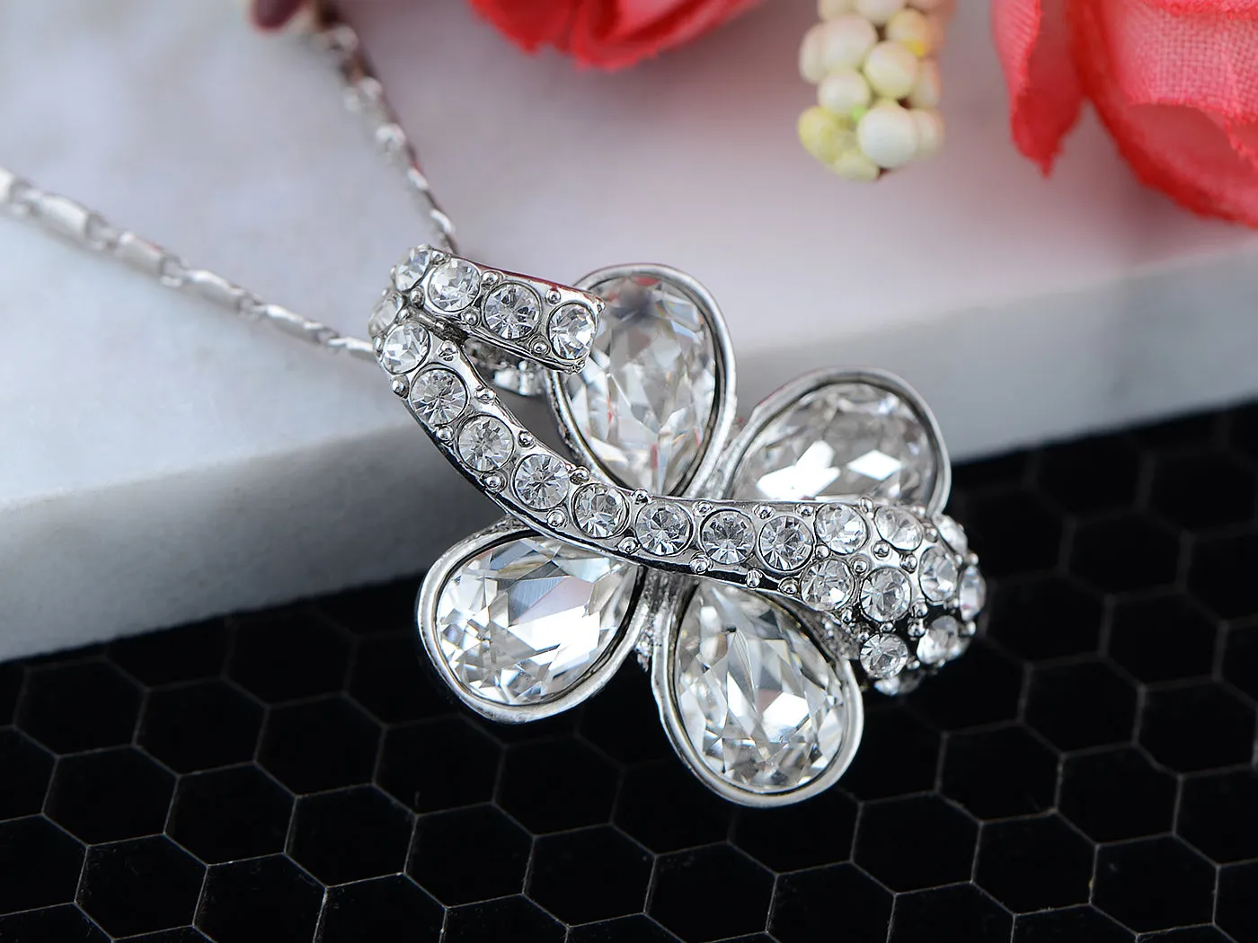 Swarovski Crystal Butterfly Pendant Silver D Birthday Best Girl Friend Necklace sold by Anna-Kaci product image thumbnail 3
