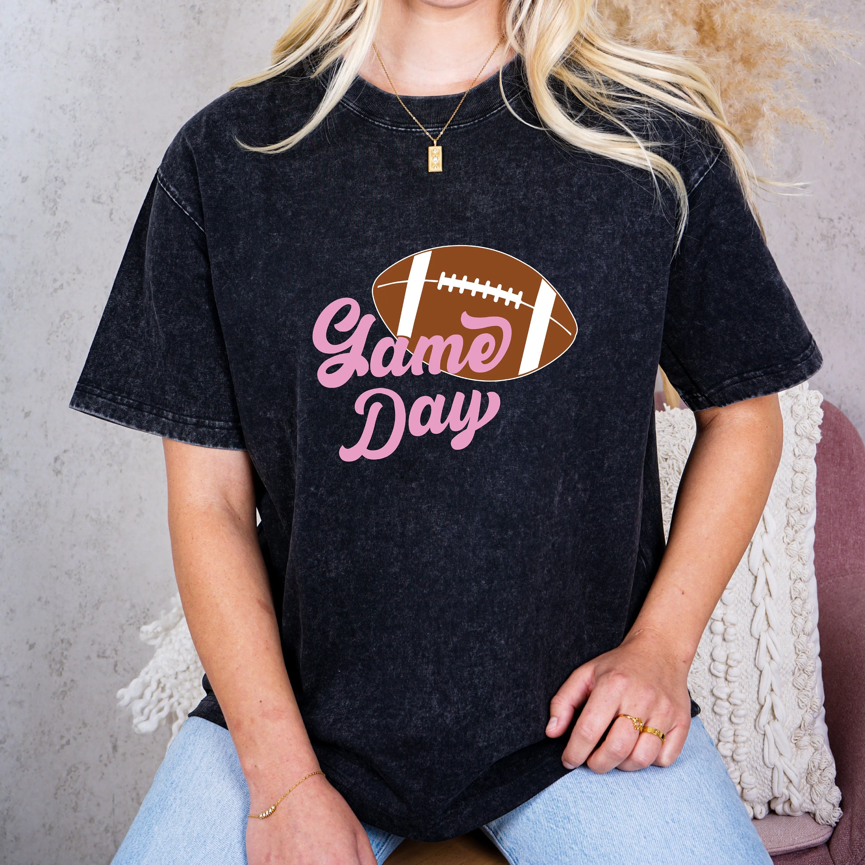 Game Day Groove Pink Font Tee - Football Backdrop, Sports Event Vibes, Tail Gate Tee, Football Tee, Sports Tee, Sports Girl sold by Anna-Kaci