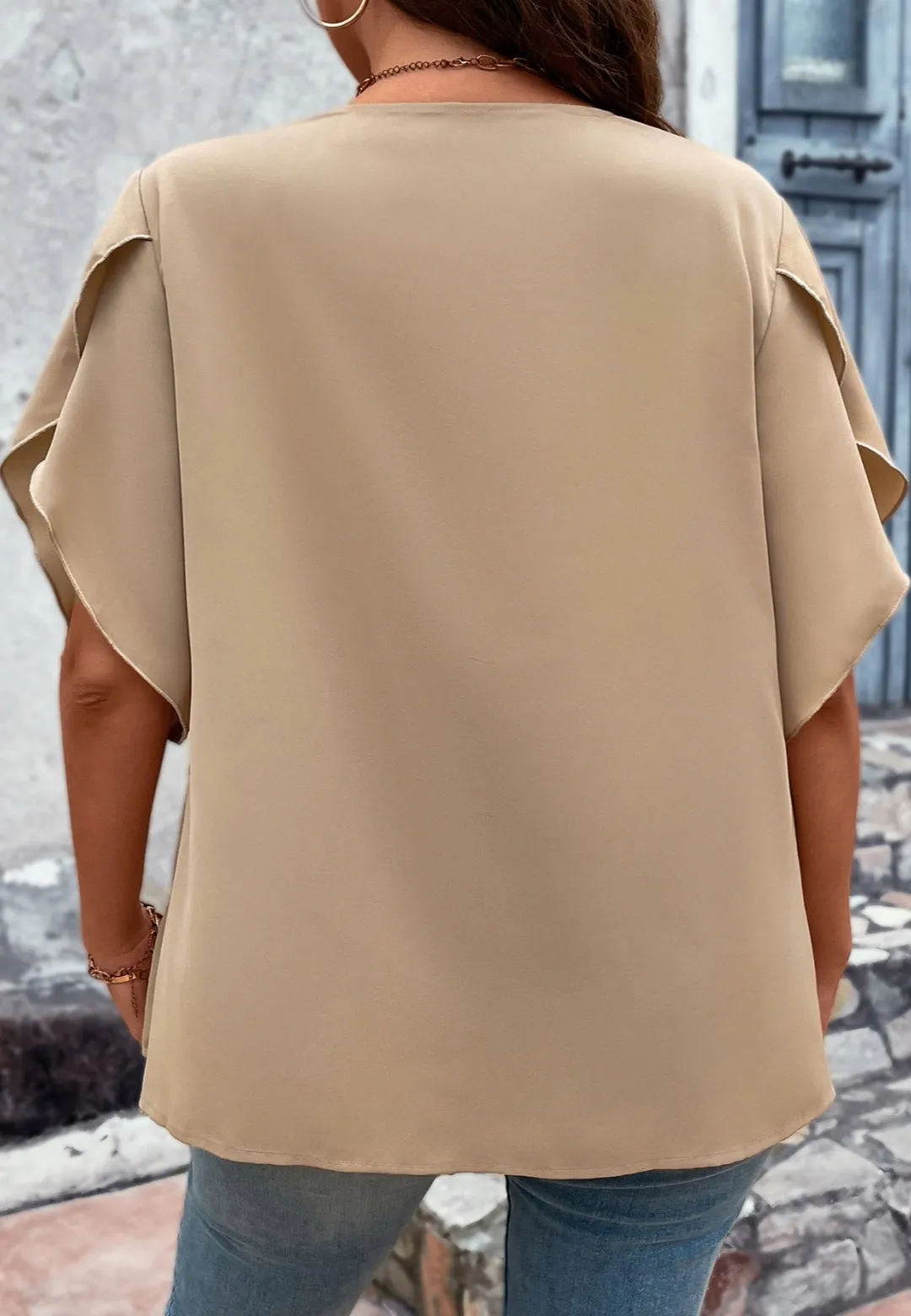 Plus Multicolor Crochet Trim V Neck Blouse sold by Anna-Kaci product image thumbnail 2