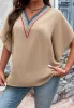 Plus Multicolor Crochet Trim V Neck Blouse sold by Anna-Kaci