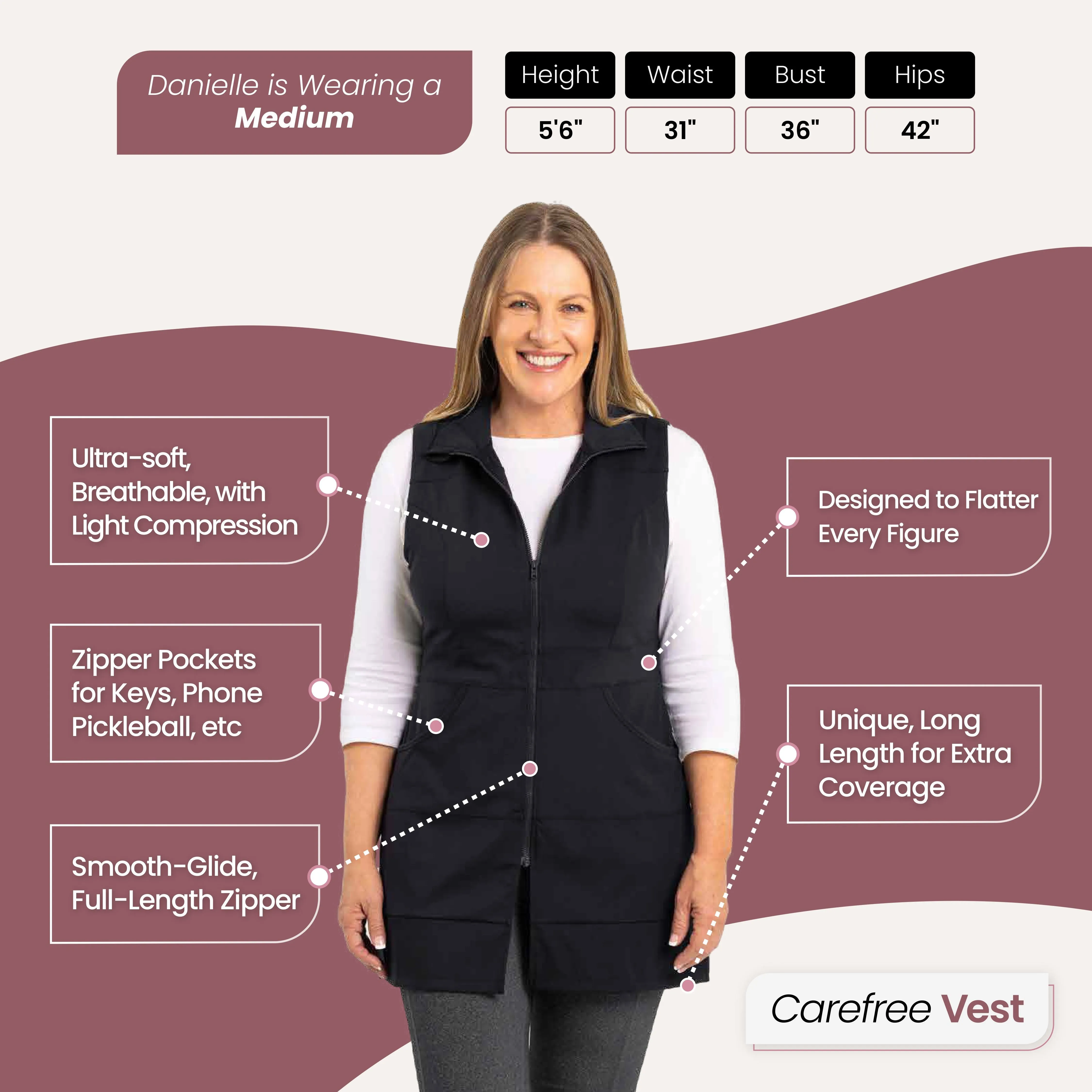 Carefree Long Vest sold by Any Age Activewear product image thumbnail 2