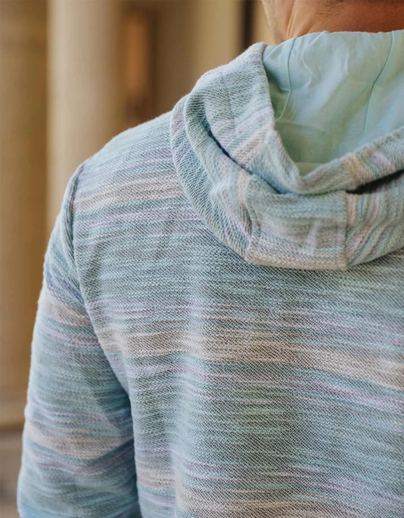 BLUE PAAMUL PONCHO - MID WEIGHT FRENCH TERRY STRIPED PONCHO sold by Baja Llama product image thumbnail 5