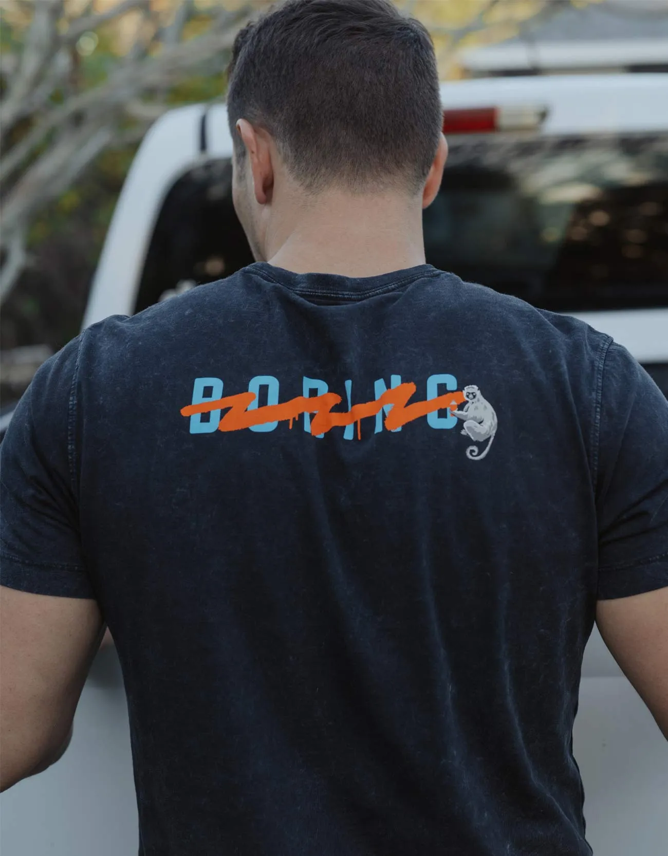 THE BORING TAGLINE - BLACK PRIMO GRAPHIC TEE sold by Baja Llama product image thumbnail 5