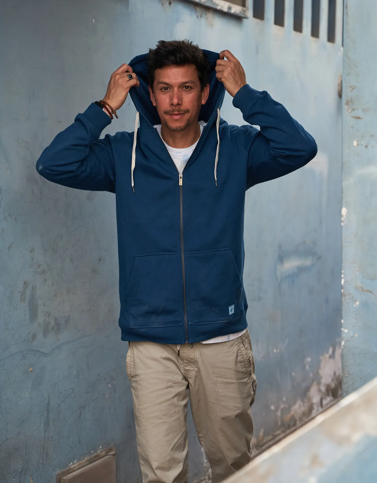 BAIKAL ORGANIC ZIP HOODIE - BLUE sold by Baja Llama product image thumbnail 4