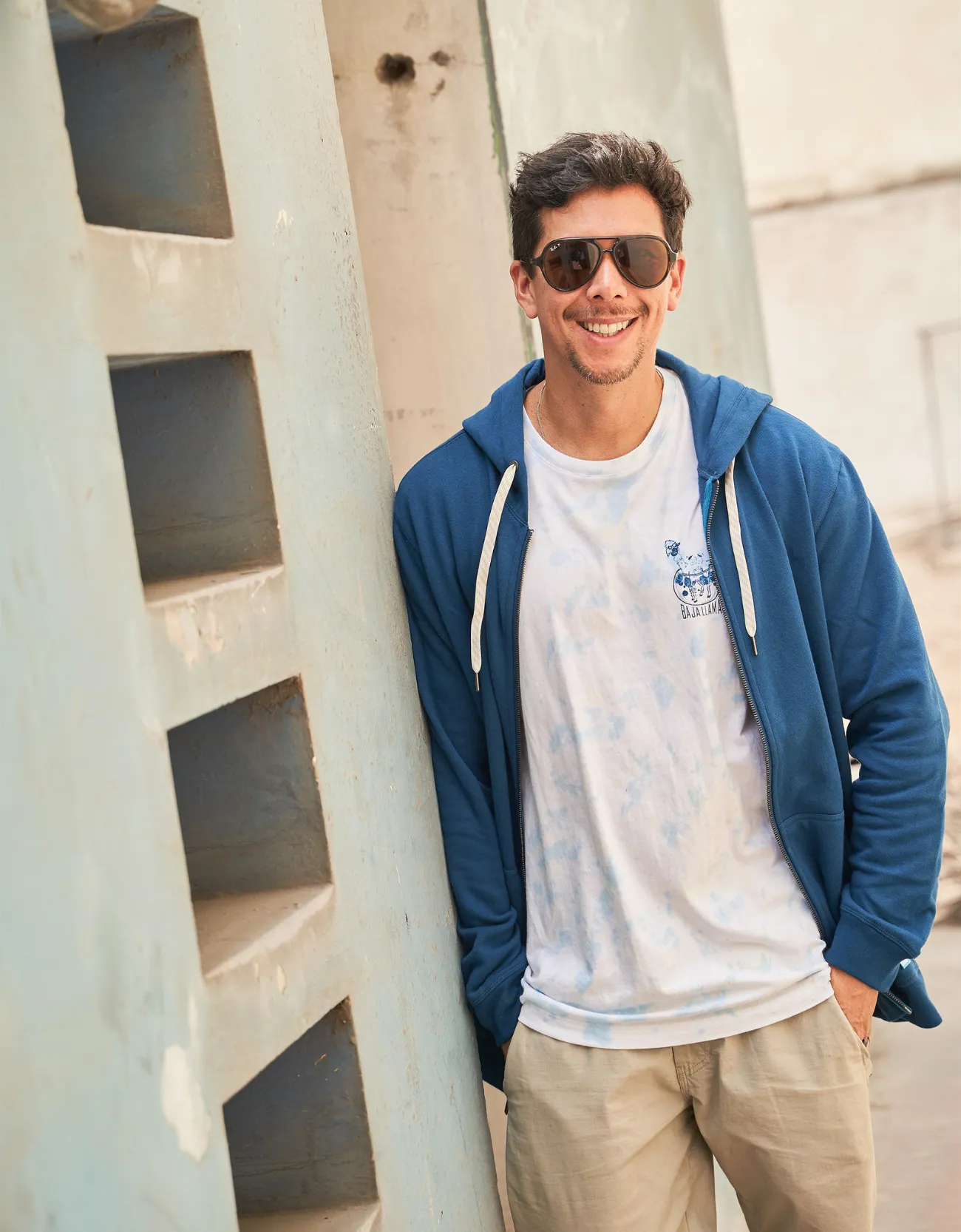 BAIKAL ORGANIC ZIP HOODIE - BLUE sold by Baja Llama product image thumbnail 2