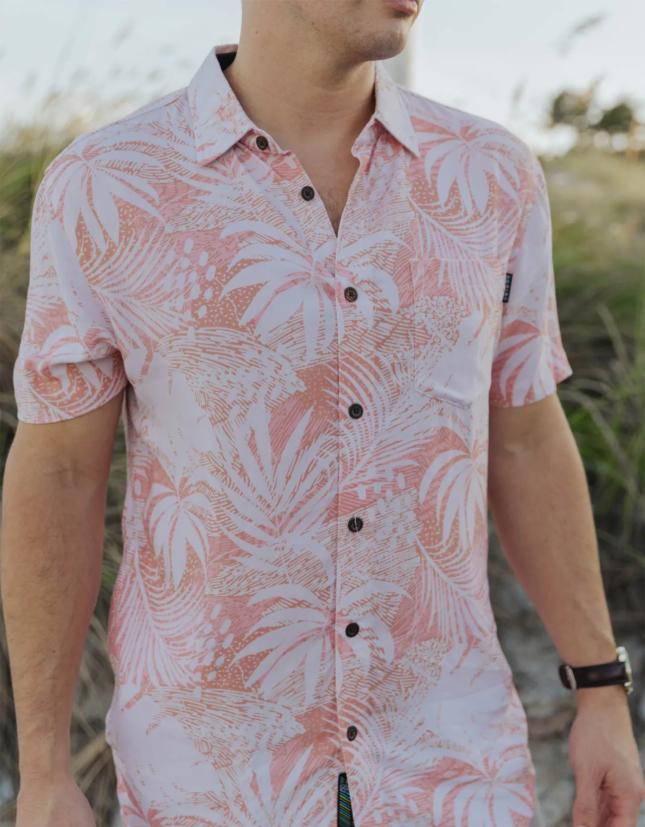 PEACHY PALMS - NIGHTHAWK™ BUTTON UP sold by Baja Llama product image thumbnail 2