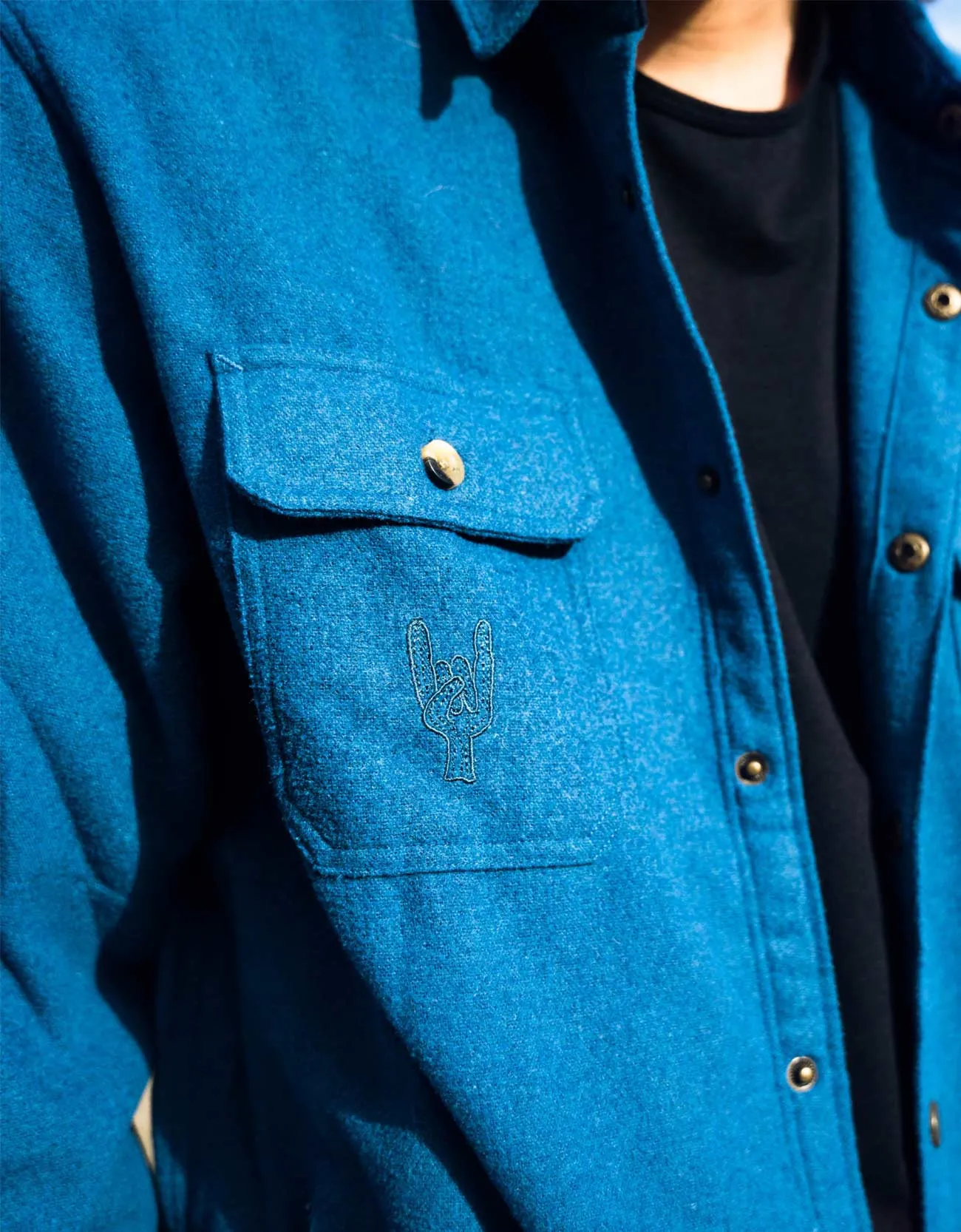 SNAP FRONT FLANNEL JACKET - GULF COAST sold by Baja Llama product image thumbnail 4