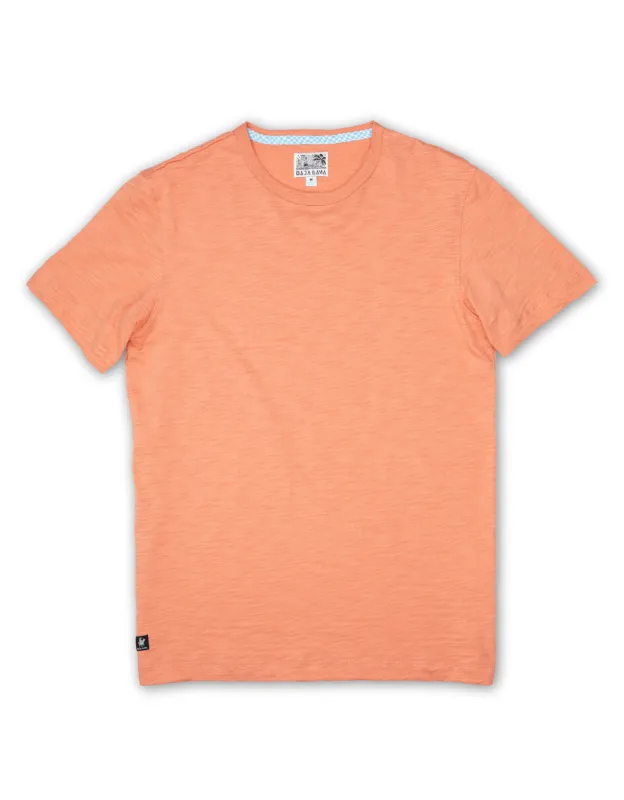 SOLID BURNT CORAL - SLUB PIMA TEE sold by Baja Llama