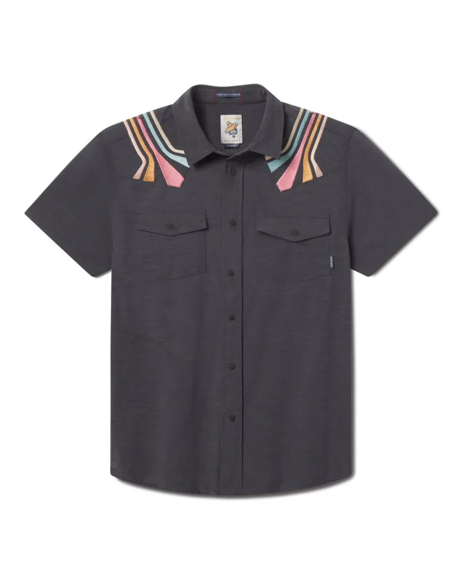 RETRO RAYS BLACK - DISSIDENT WESTERN FRONT SNAP BUTTON UP sold by Baja Llama