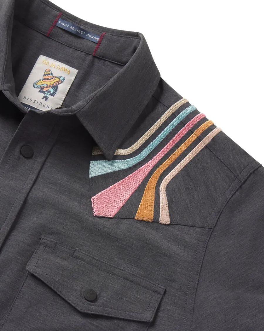 RETRO RAYS BLACK - DISSIDENT WESTERN FRONT SNAP BUTTON UP sold by Baja Llama product image thumbnail 2
