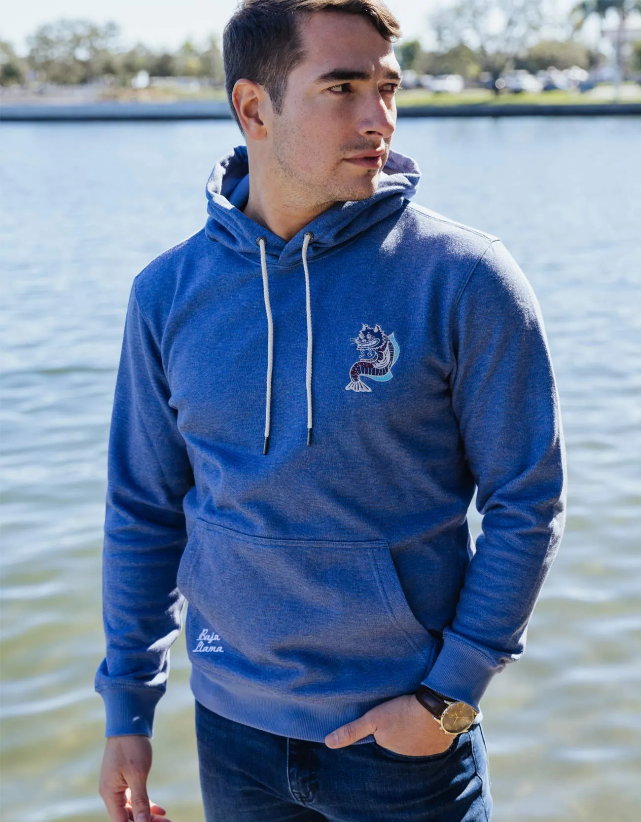 CATFISHED ORGANIC COTTON HOODIE - BLUE sold by Baja Llama product image thumbnail 2