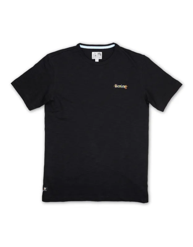 BORING EMBROIDERY - BLACK FINAL SALE SLUB PIMA TEE sold by Baja Llama